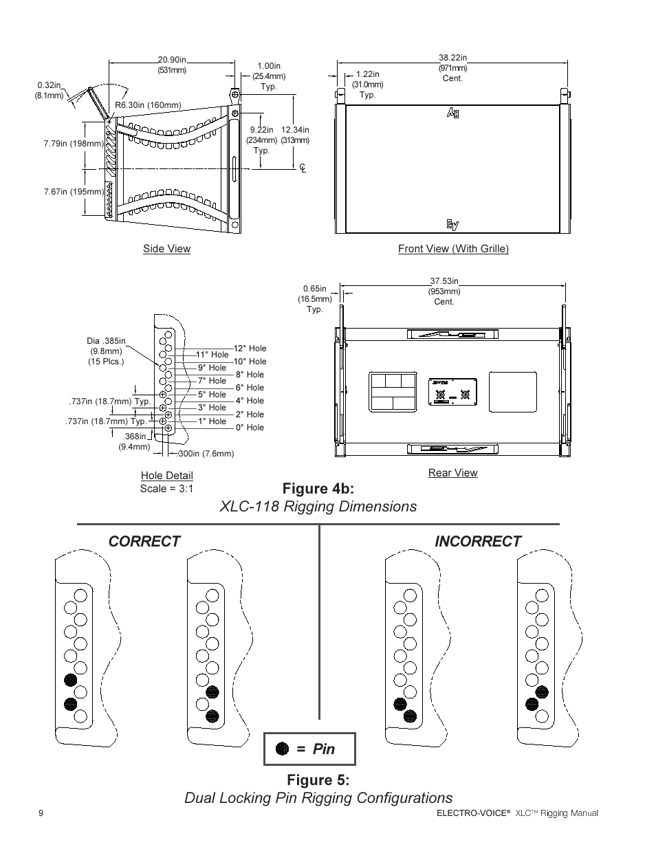 Figure 4b: xlc-118 rigging dimensions | Electro-Voice XLC User Manual | Page 10 / 32