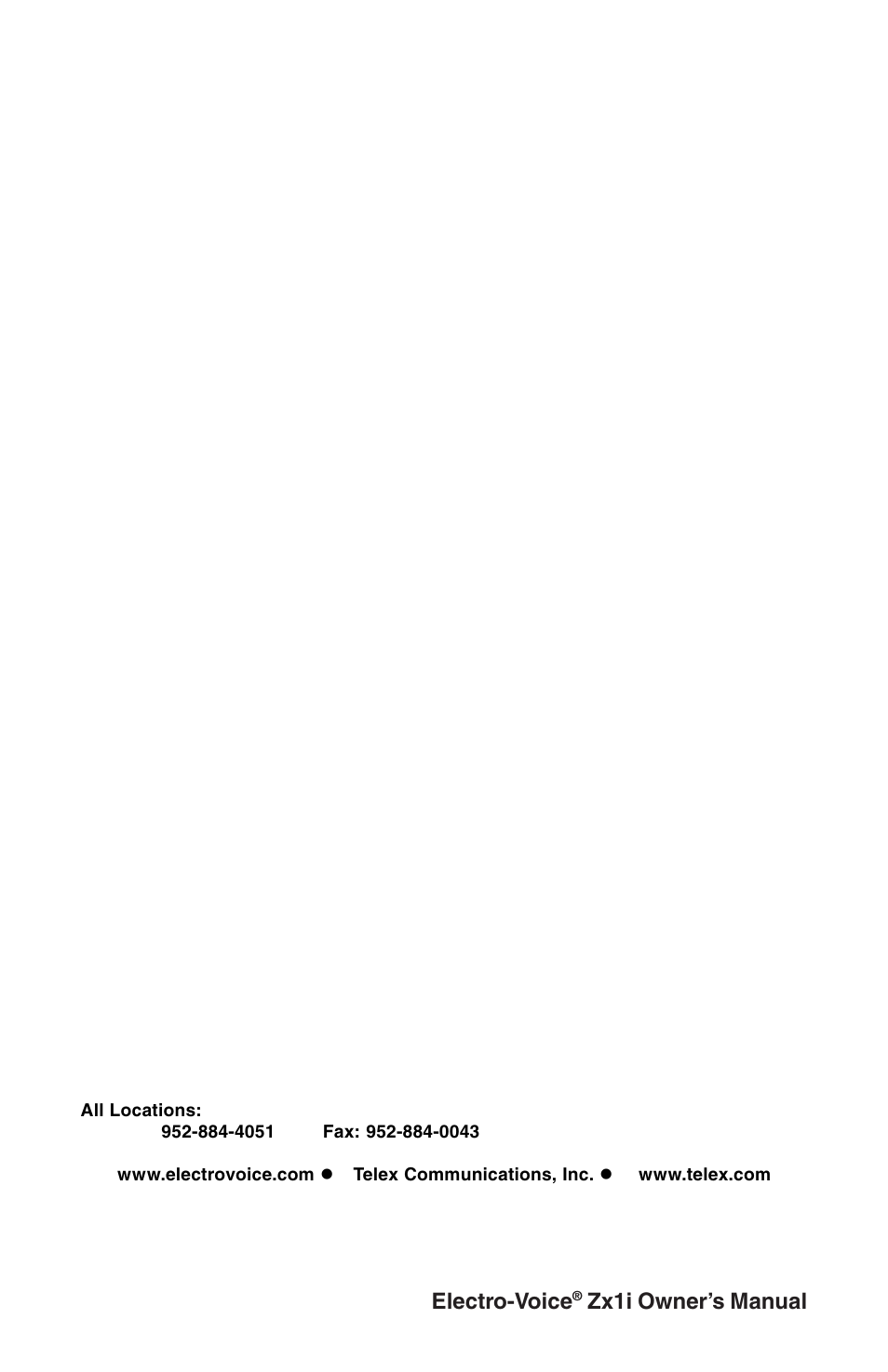 12 electro-voice, Zx1i owner’s manual | Electro-Voice Zx1i-90 User Manual | Page 12 / 12