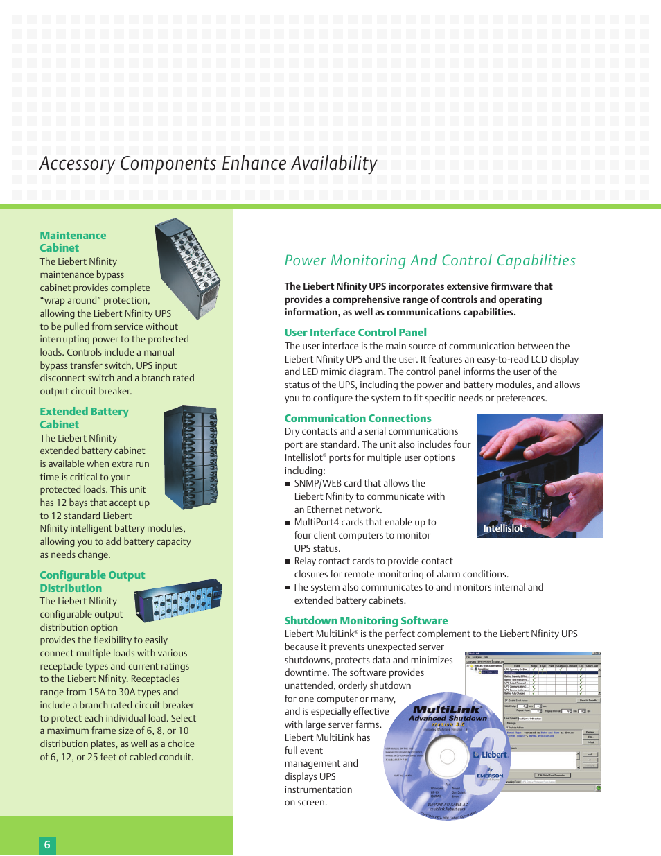 Accessory components enhance availability, Power monitoring and control capabilities | Emerson 4-16kVA User Manual | Page 6 / 8