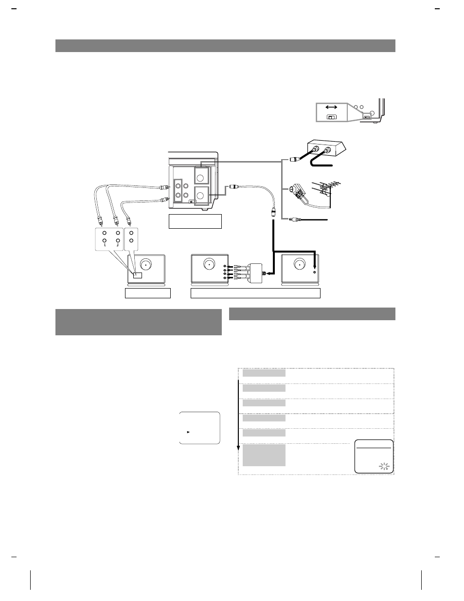 Conexiones de antena/televisión por cable, Preparación del reloj, Conexiones básicas | 14 - es | Emerson EWV401M User Manual | Page 14 / 16