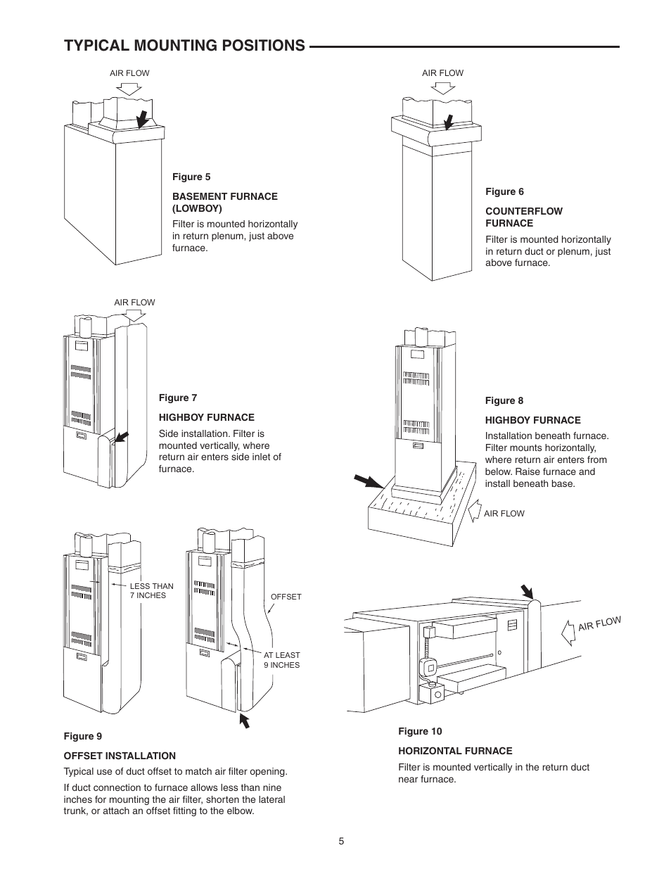 Typical mounting positions | Emerson MEDIA AIR CLEANER ACM2000M-XXX User Manual | Page 5 / 8