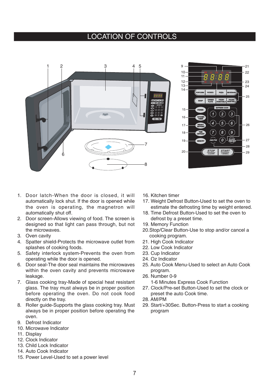 Location of controls | Emerson MW8999SB User Manual | Page 8 / 31