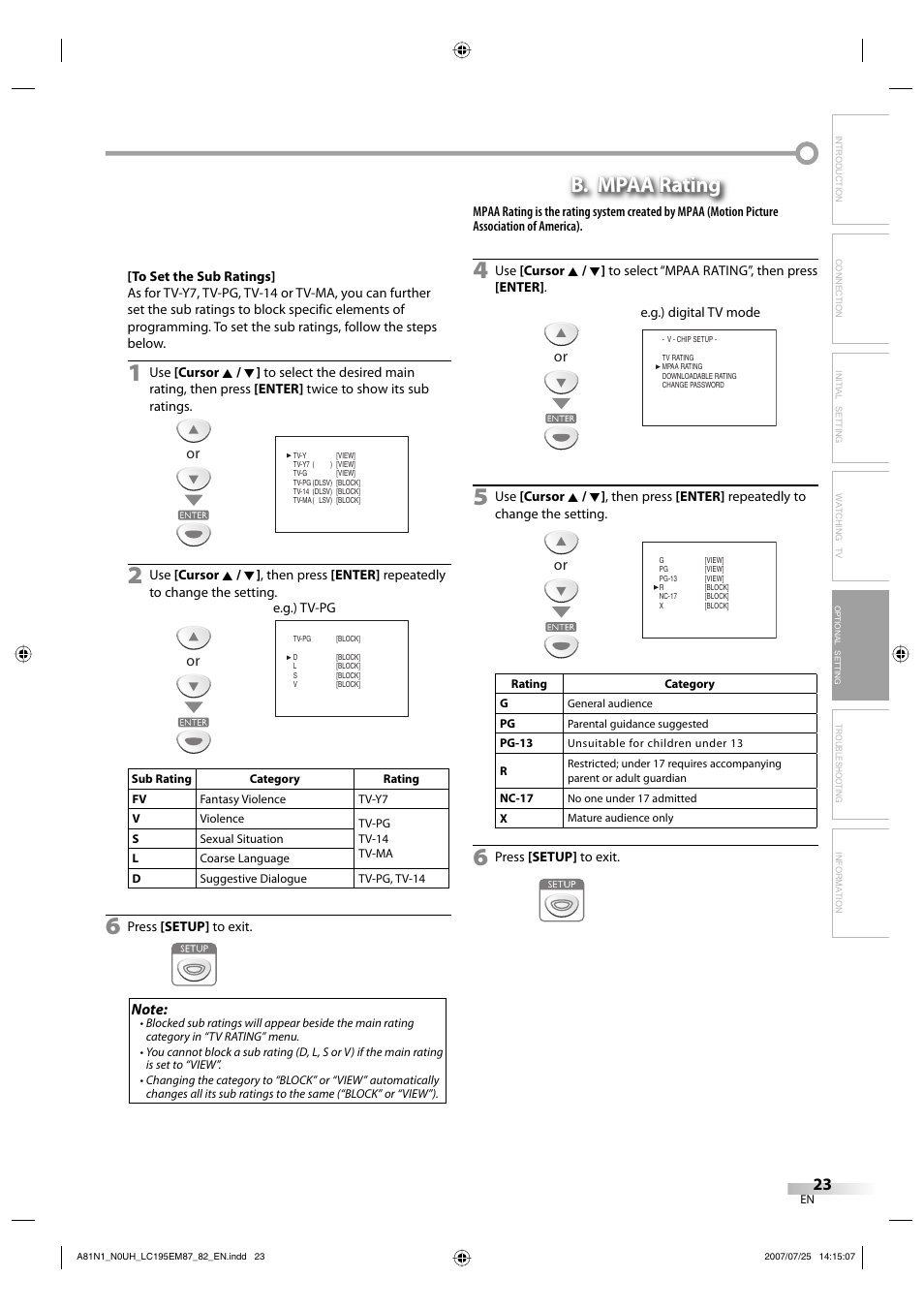 B. mpaa rating | Emerson LC195EM87 User Manual | Page 23 / 56