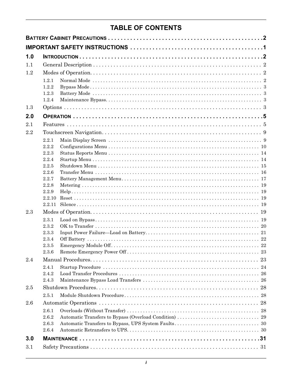 Emerson 250-400kVA User Manual | Page 3 / 72
