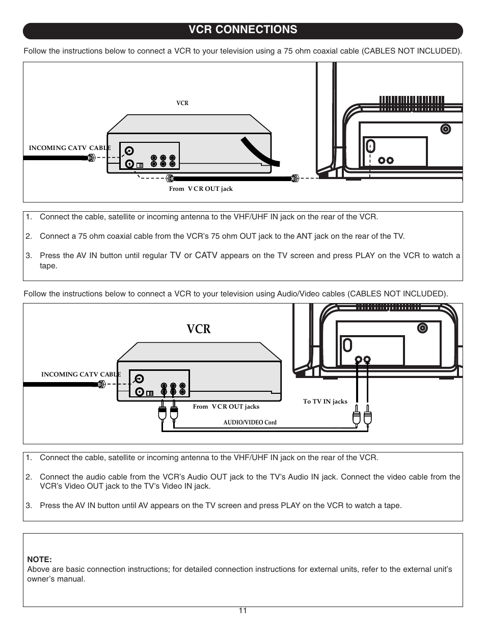 Vcr connections | Emerson SB315 User Manual | Page 12 / 30