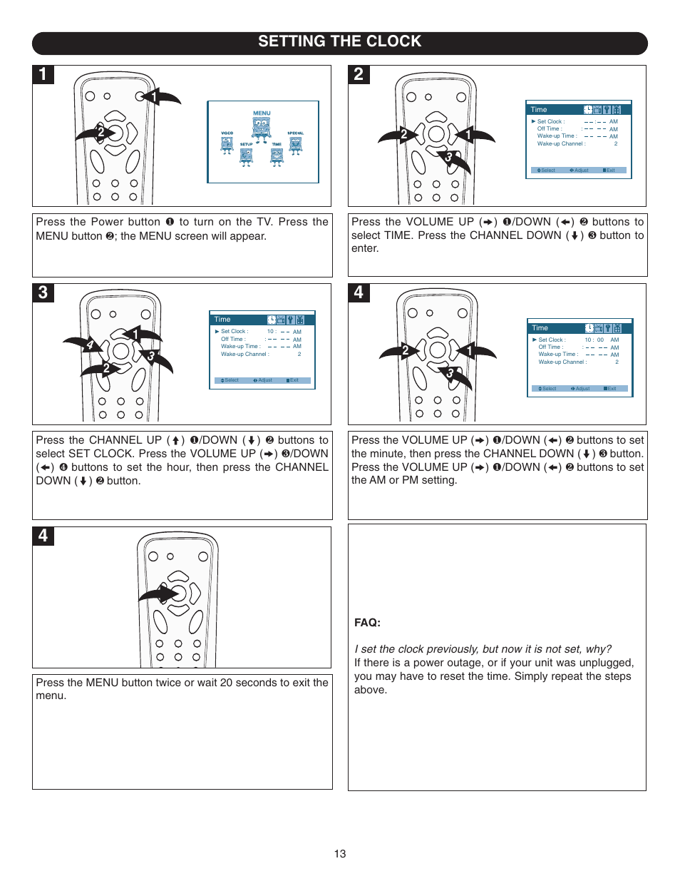 Setting the clock | Emerson SB315 User Manual | Page 14 / 30