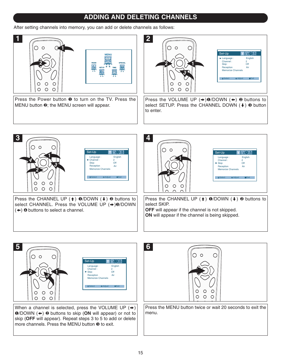 Adding and deleting channels | Emerson SB315 User Manual | Page 16 / 30