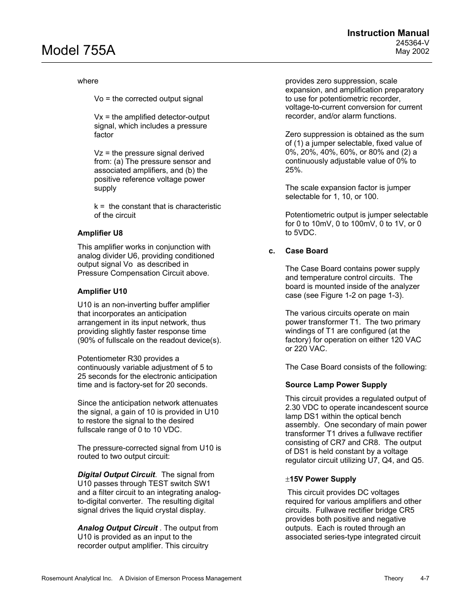 C. case board, Model 755a | Emerson 755A User Manual | Page 53 / 90