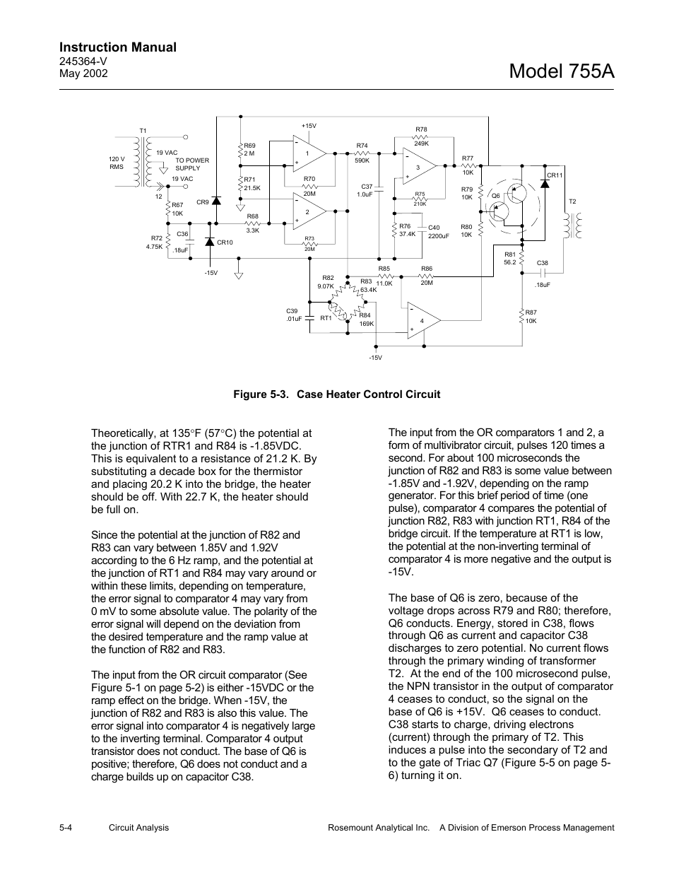 3 schematic - case heater control circuit, Model 755a, Instruction manual | Emerson 755A User Manual | Page 58 / 90