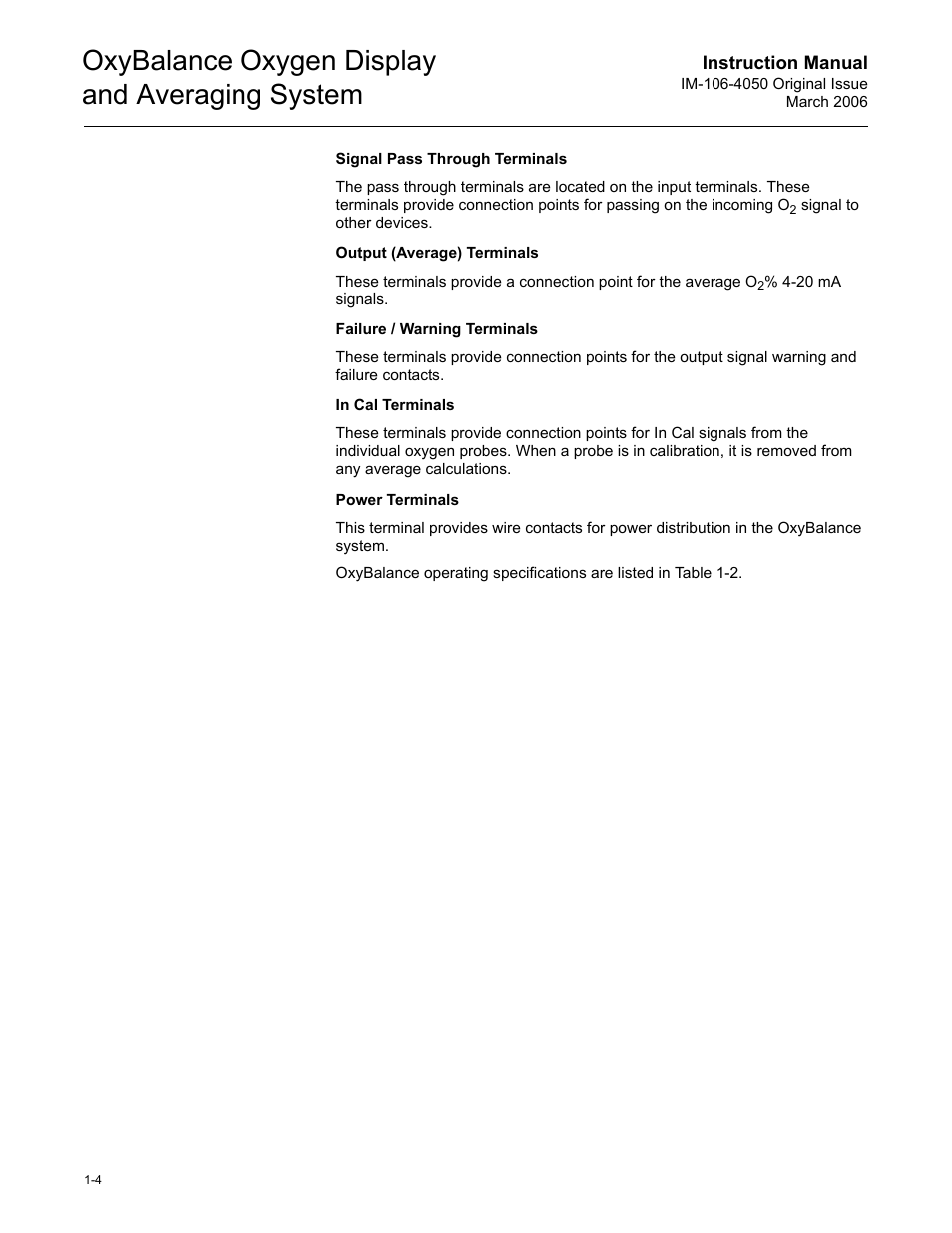 Oxybalance oxygen display and averaging system | Emerson OXYBALANCE IM-106-4050 User Manual | Page 10 / 64
