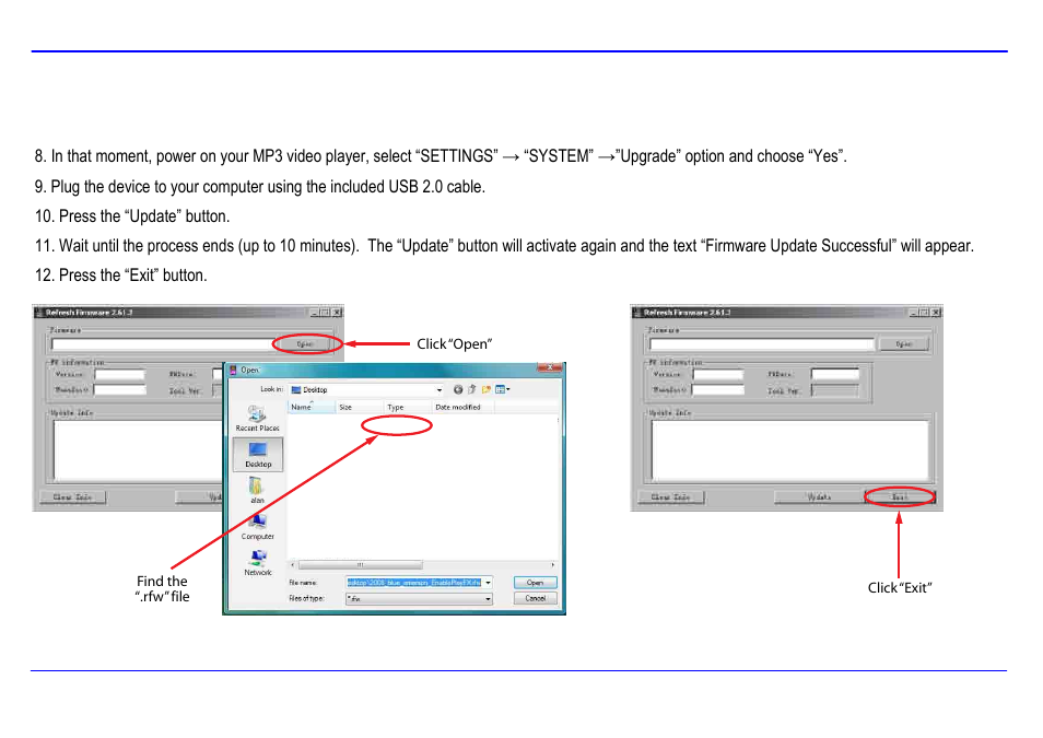 Emp517-2 [final] 28, Firmware reinstallation (cont.) | Emerson MP3 MUSIC & VIDEO PLAYER EMP517-2 User Manual | Page 28 / 35