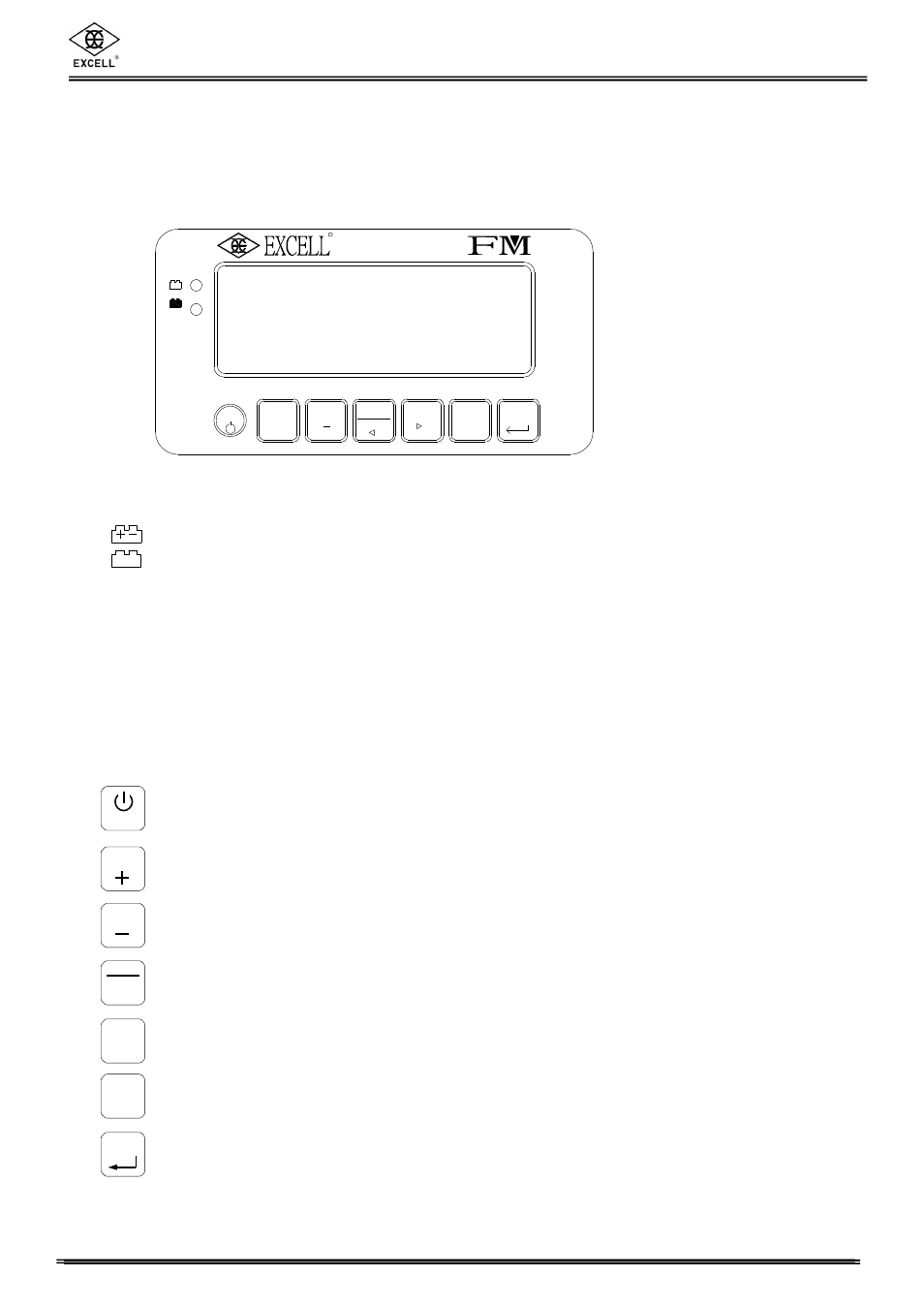 Chapter 3> front & rear panels, 1 front panel, Excell precision co., ltd | Indication, Keypad | Excell Precision FM User Manual | Page 8 / 36