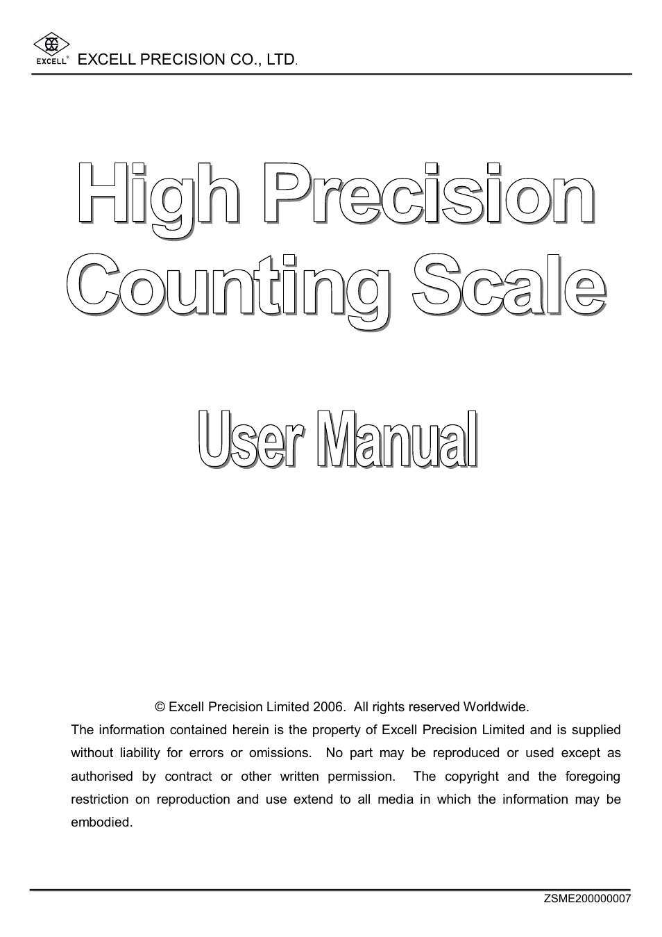 Excell Precision High Precesion Counting Scale User Manual | 31 pages