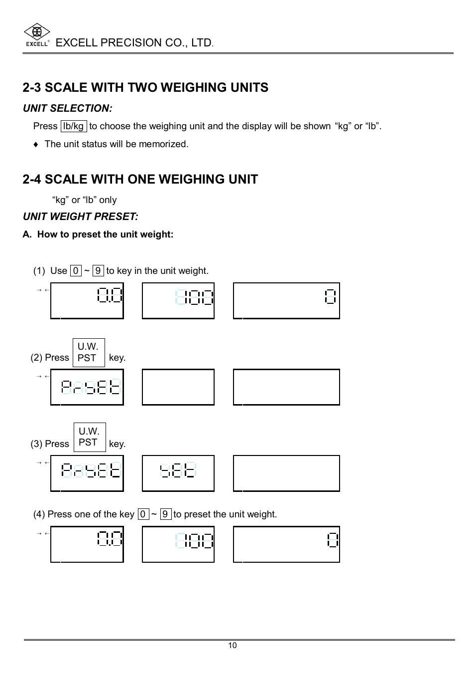 3 scale with two weighing units, 4 scale with one weighing unit, Excell precision co., ltd | Excell Precision High Precesion Counting Scale User Manual | Page 12 / 31