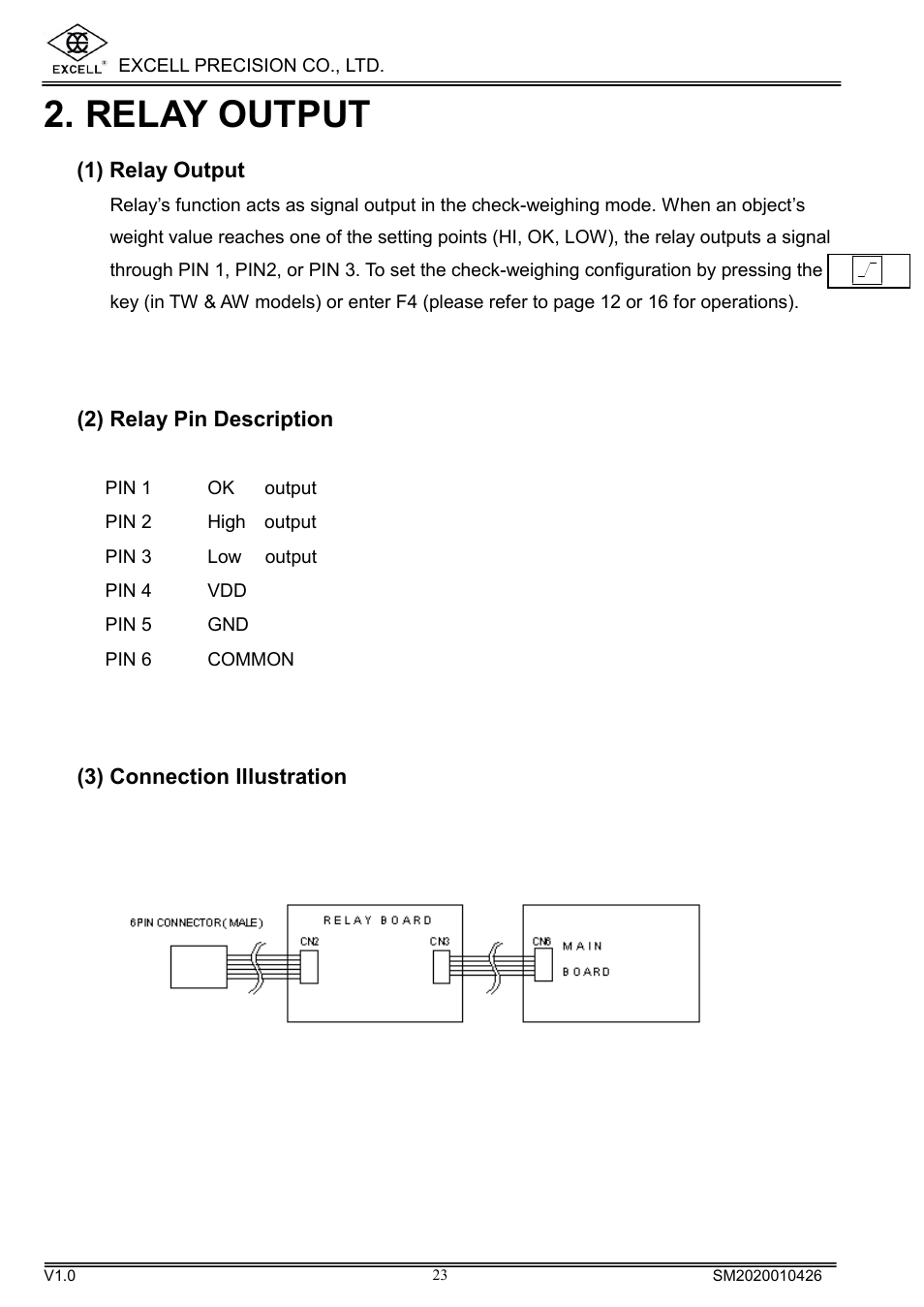Relay output | Excell Precision DIGITAL HIGH PRECISION WEIGHING SCALES User Manual | Page 25 / 26
