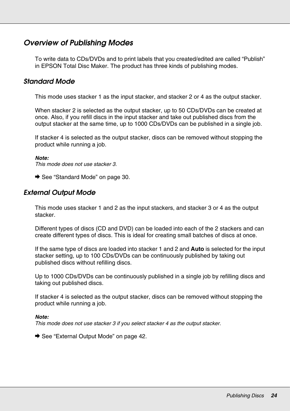 Overview of publishing modes | Epson 4113114-06 User Manual | Page 24 / 124
