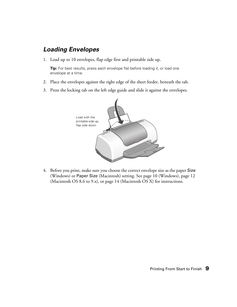 Loading envelopes | Epson B163A User Manual | Page 14 / 81