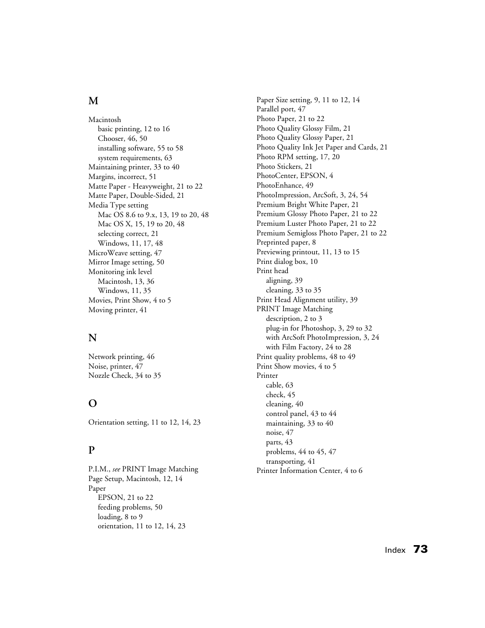 73 m | Epson B163A User Manual | Page 78 / 81