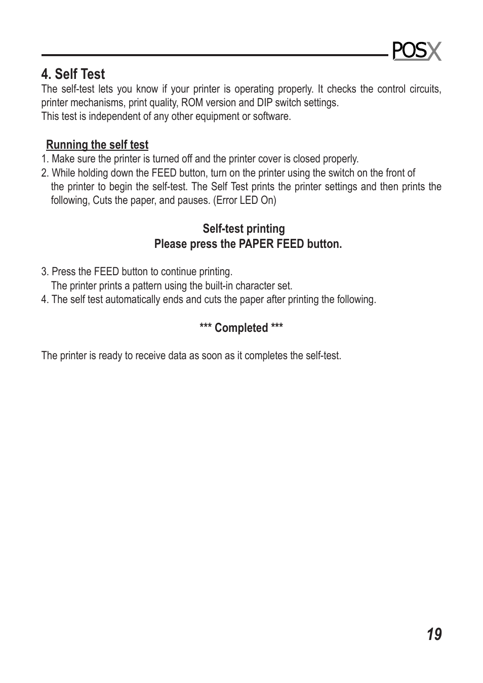 Self test | Epson XR510 User Manual | Page 20 / 29