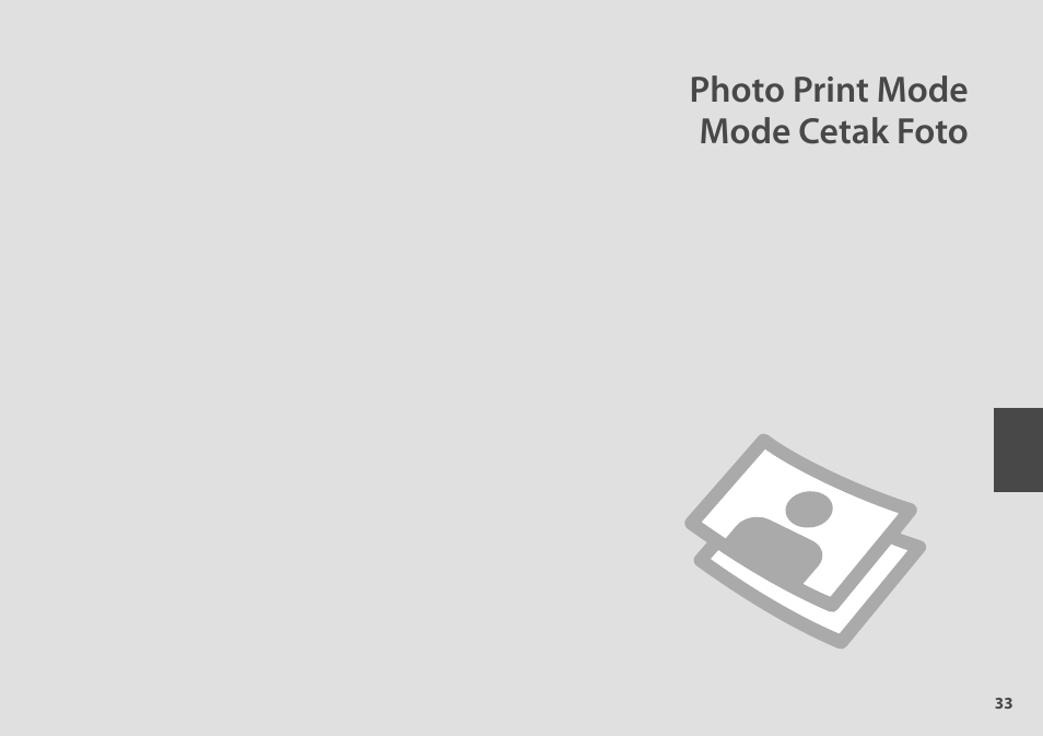 Photo print mode mode cetak foto | Epson STYLUS SX400  EN User Manual | Page 33 / 64