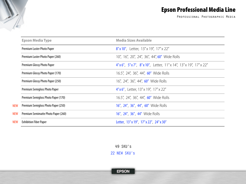 Epson professional media line | Epson 995 User Manual | Page 48 / 52