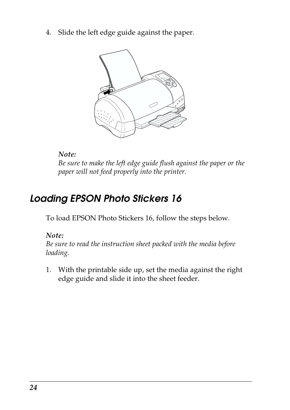 Loading epson photo stickers 16 | Epson 925 User Manual | Page 30 / 112