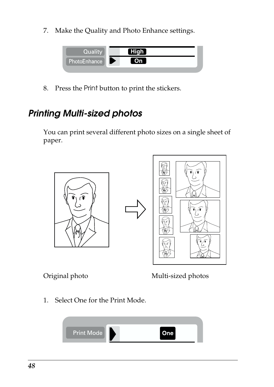 Printing multi-sized photos | Epson 925 User Manual | Page 54 / 112