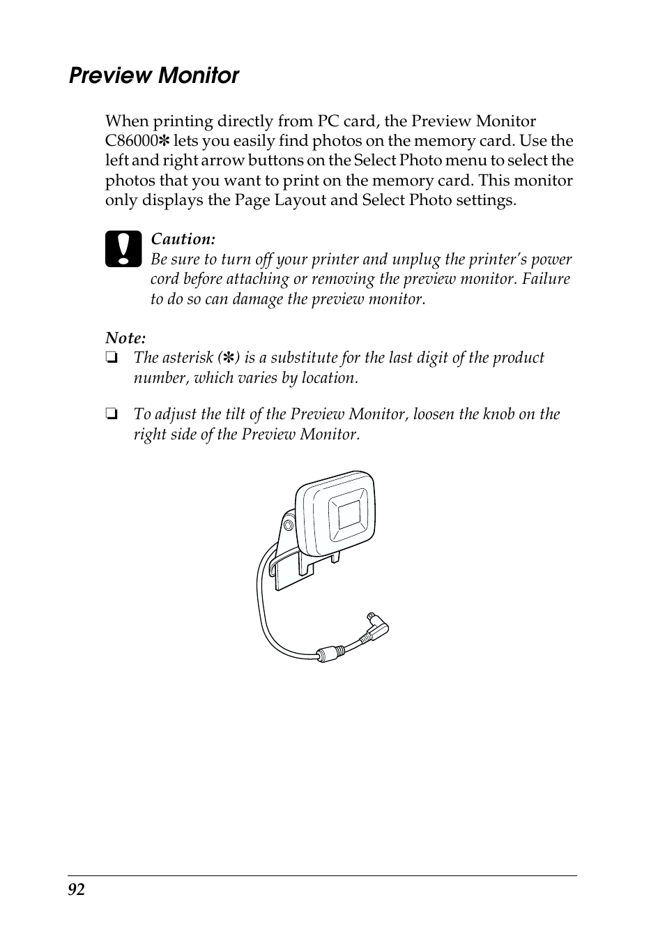 Preview monitor | Epson 925 User Manual | Page 98 / 112