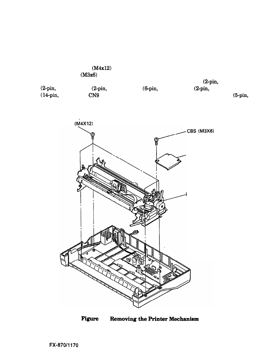 Removing the printer mechanism | Epson FX-870/1170 User Manual | Page 88 / 181