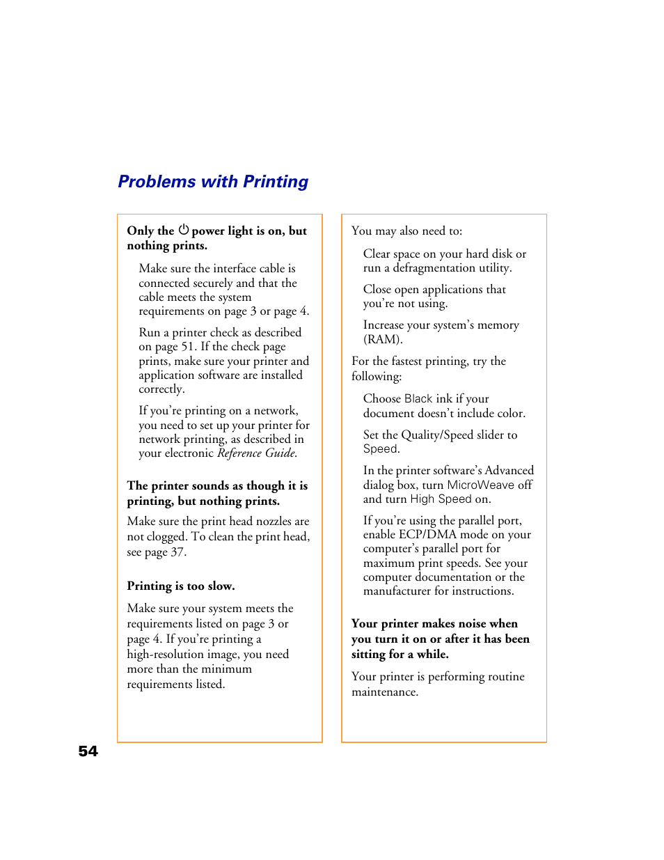 Problems with printing | Epson 1160 User Manual | Page 59 / 73
