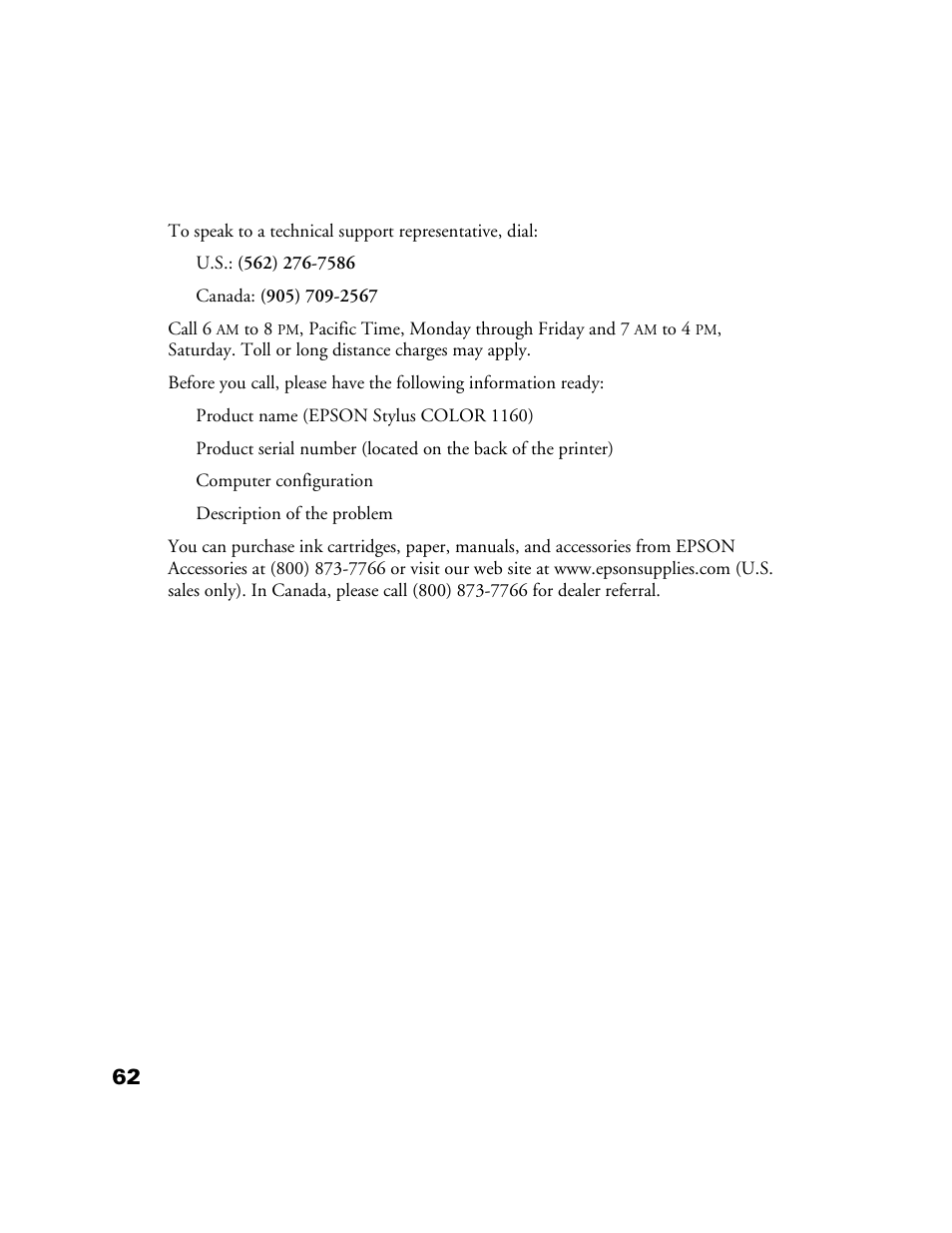 Epson 1160 User Manual | Page 67 / 73