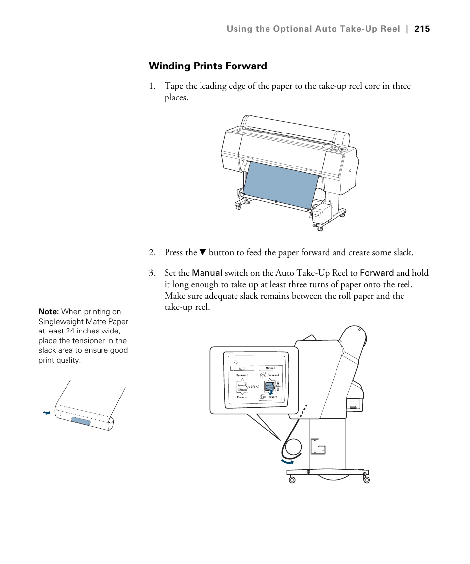 Winding prints forward | Epson STYLUS 7900 User Manual | Page 215 / 238