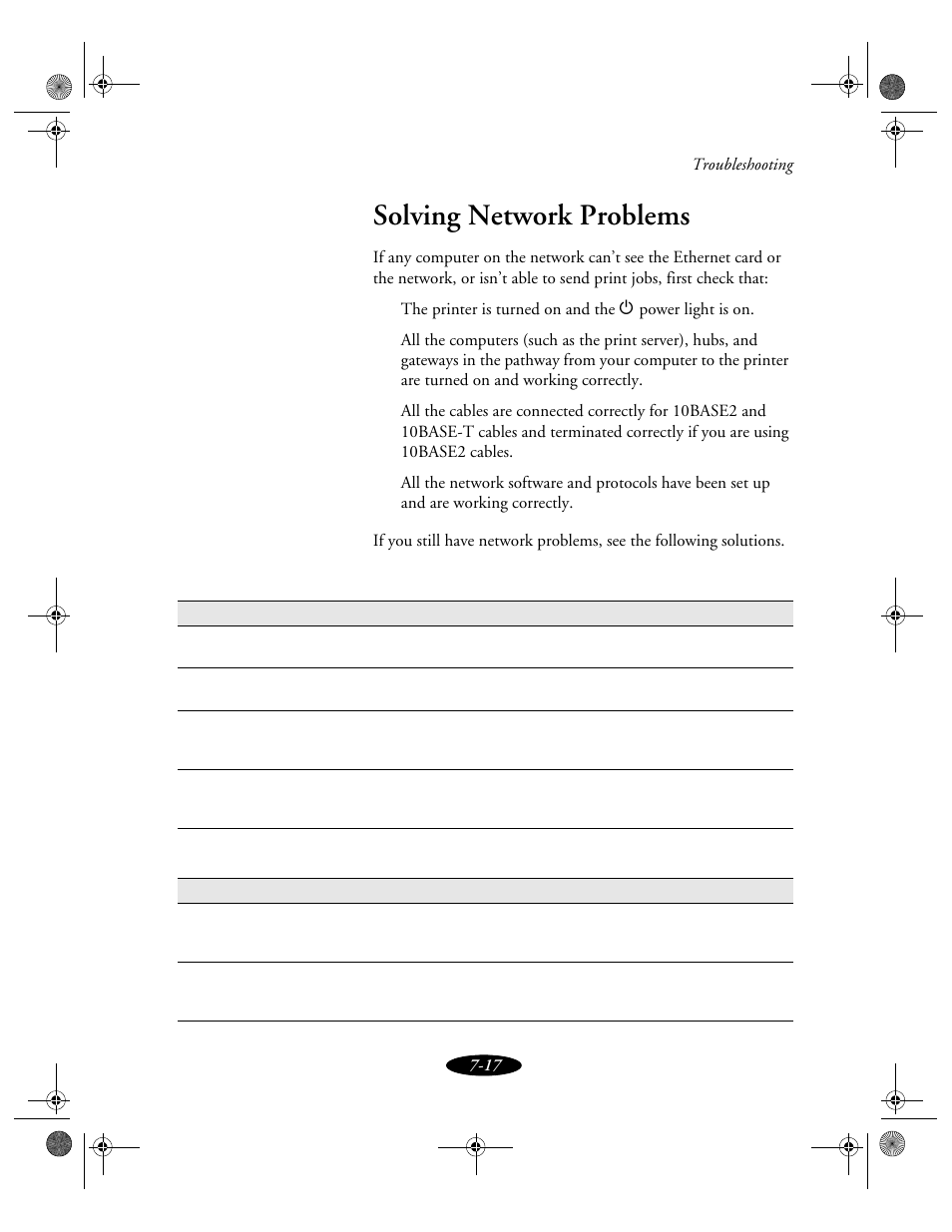 Solving network problems | Epson 850N User Manual | Page 145 / 179