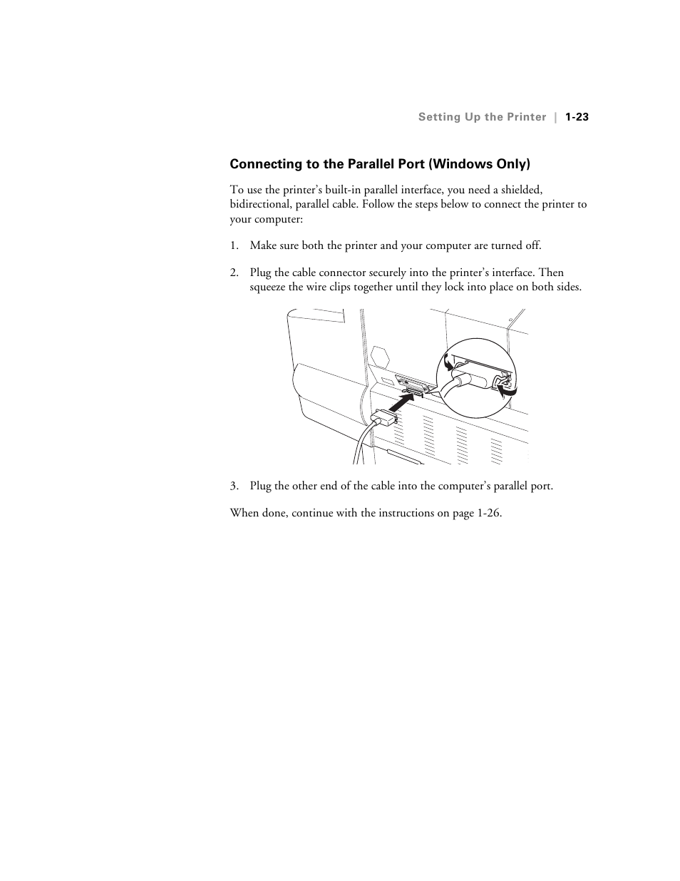 Connecting to the parallel port (windows only) | Epson 10600 User Manual | Page 38 / 183