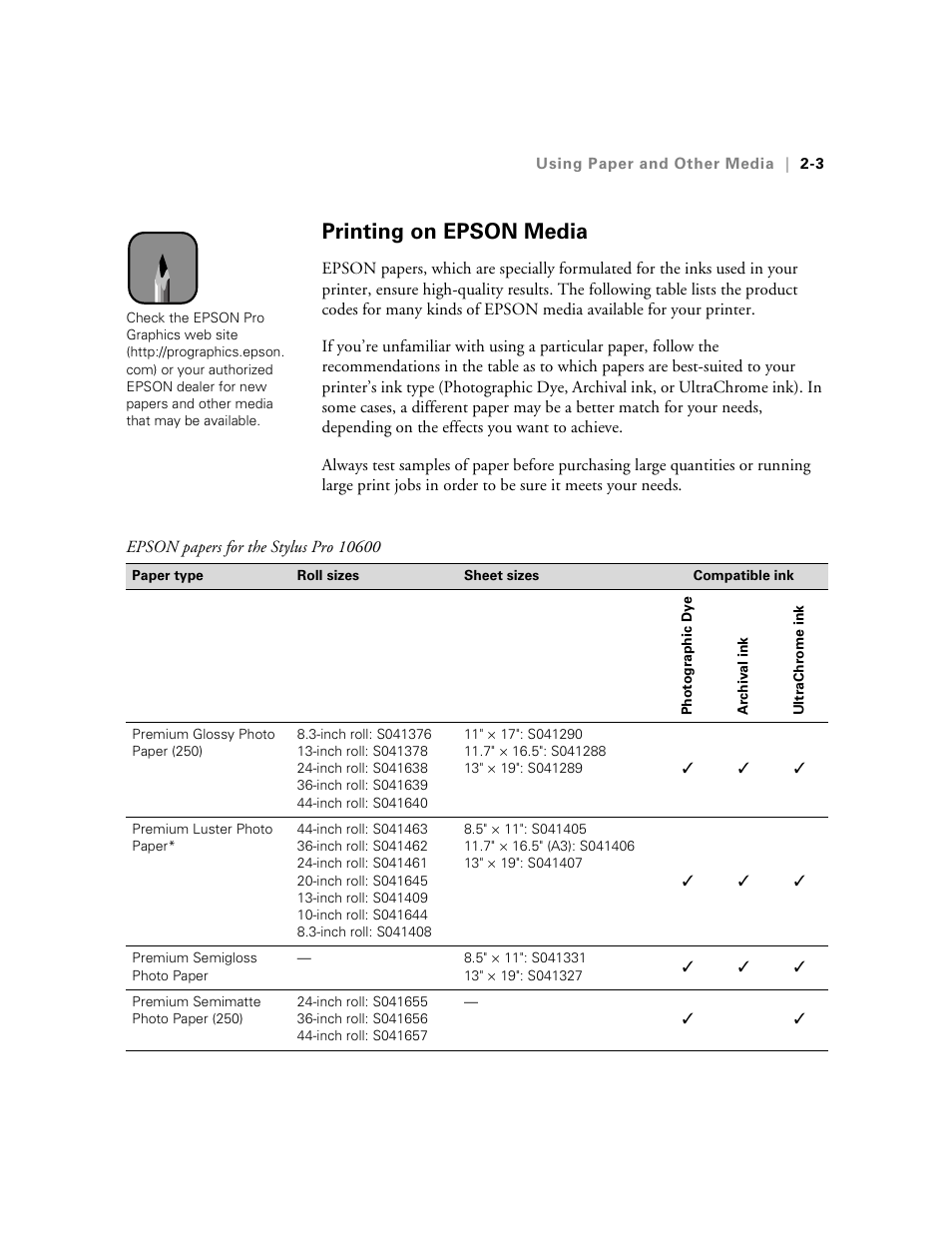 Printing on epson media | Epson 10600 User Manual | Page 70 / 183