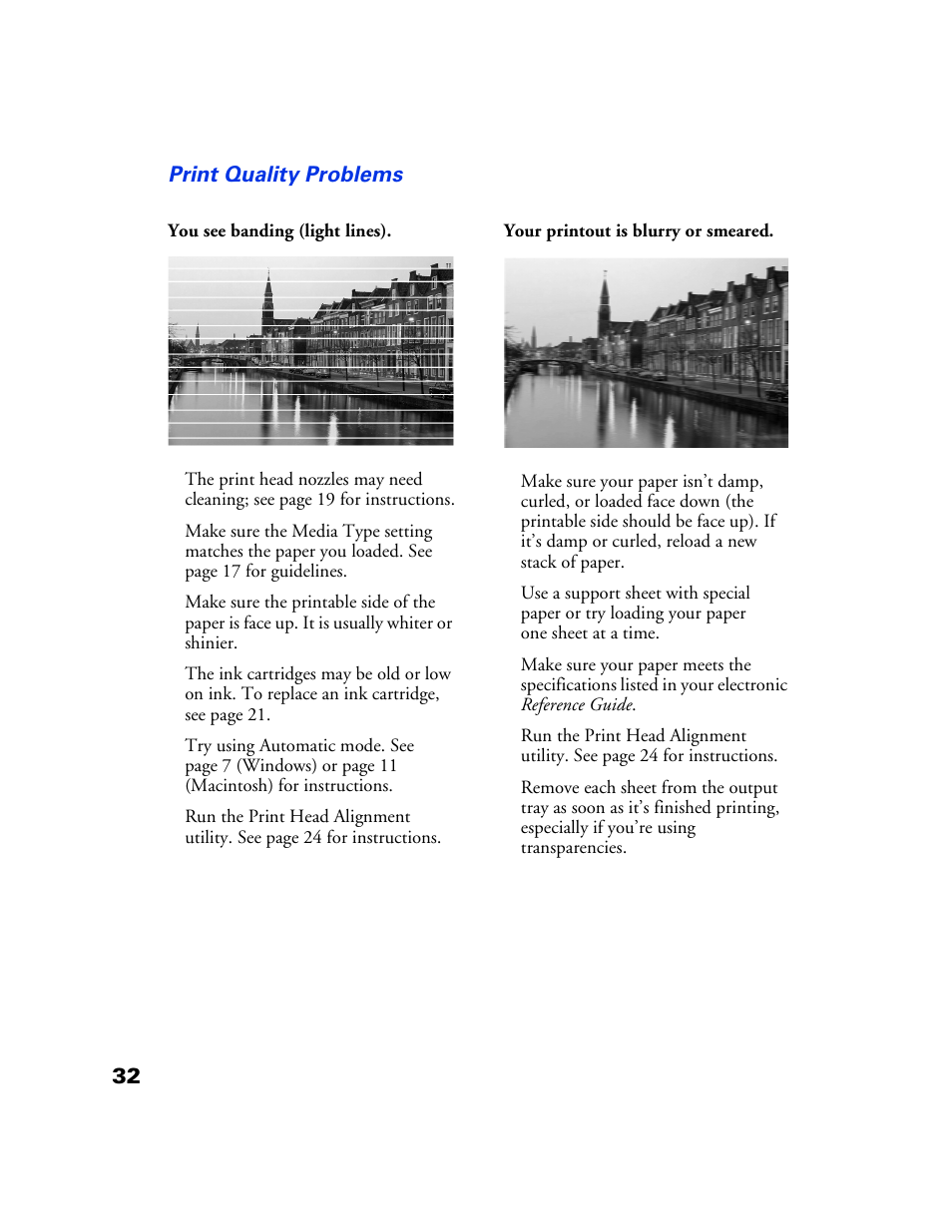 Print quality problems, 32 print quality problems | Epson 777/777i User Manual | Page 36 / 53
