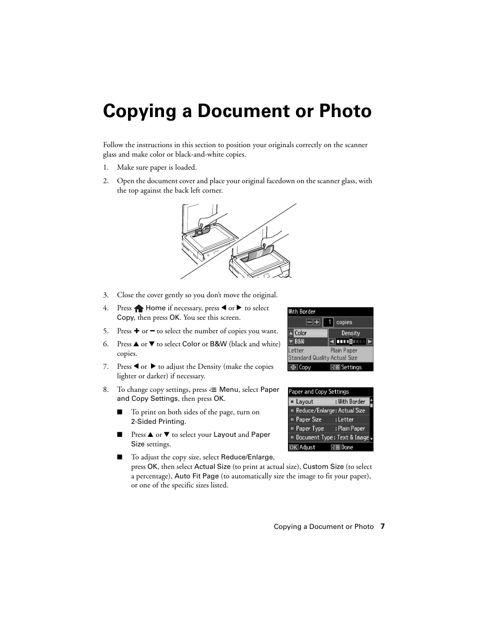 Copying a document or photo | Epson Artisan 730 User Manual | Page 7 / 36