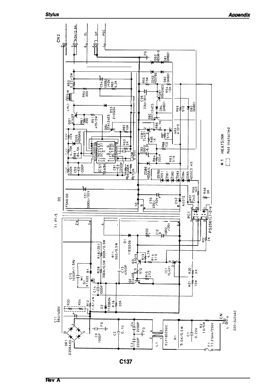 Figure a-5. pse board circuit diagram | Epson 4003353 User Manual | Page 128 / 133