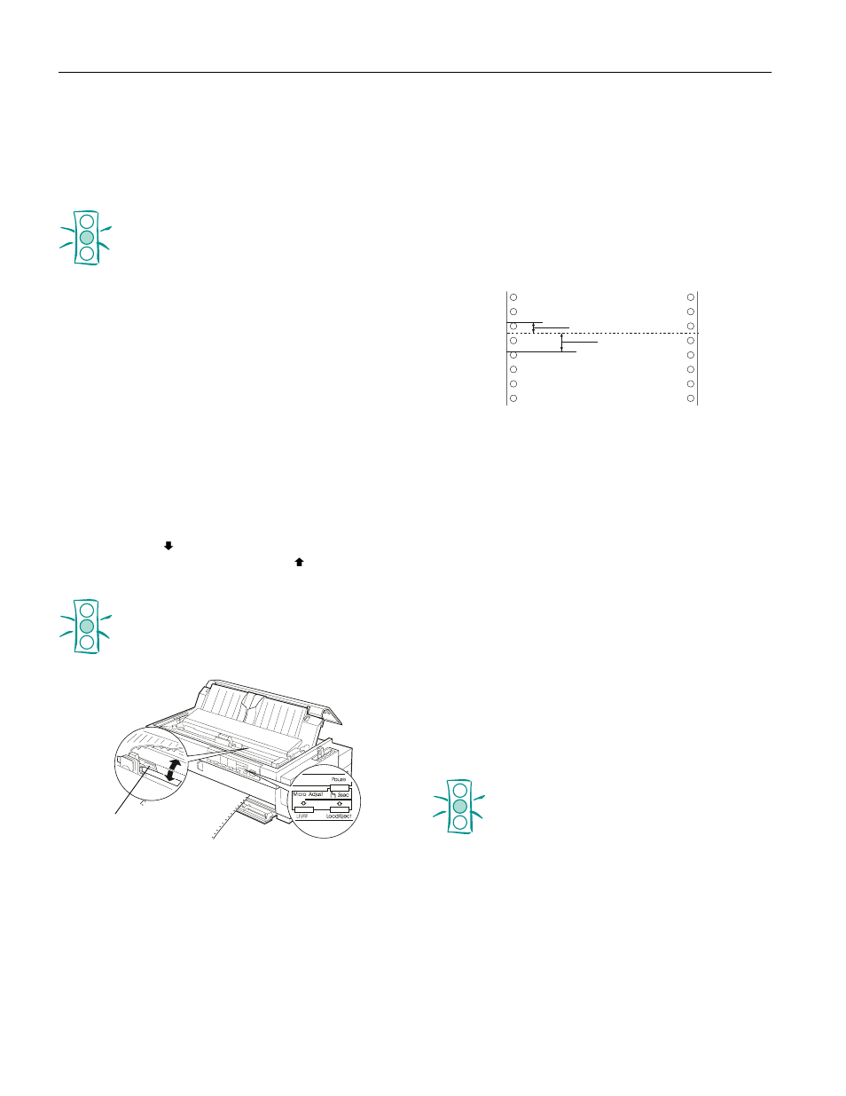 Adjusting the top-of-form position, Advancing the paper to the tear-off edge, Epson lq-2080 | Epson 220 User Manual | Page 22 / 28
