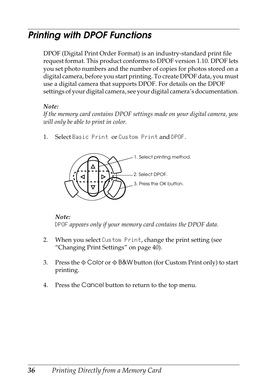 Printing with dpof functions | Epson RX600 User Manual | Page 36 / 89