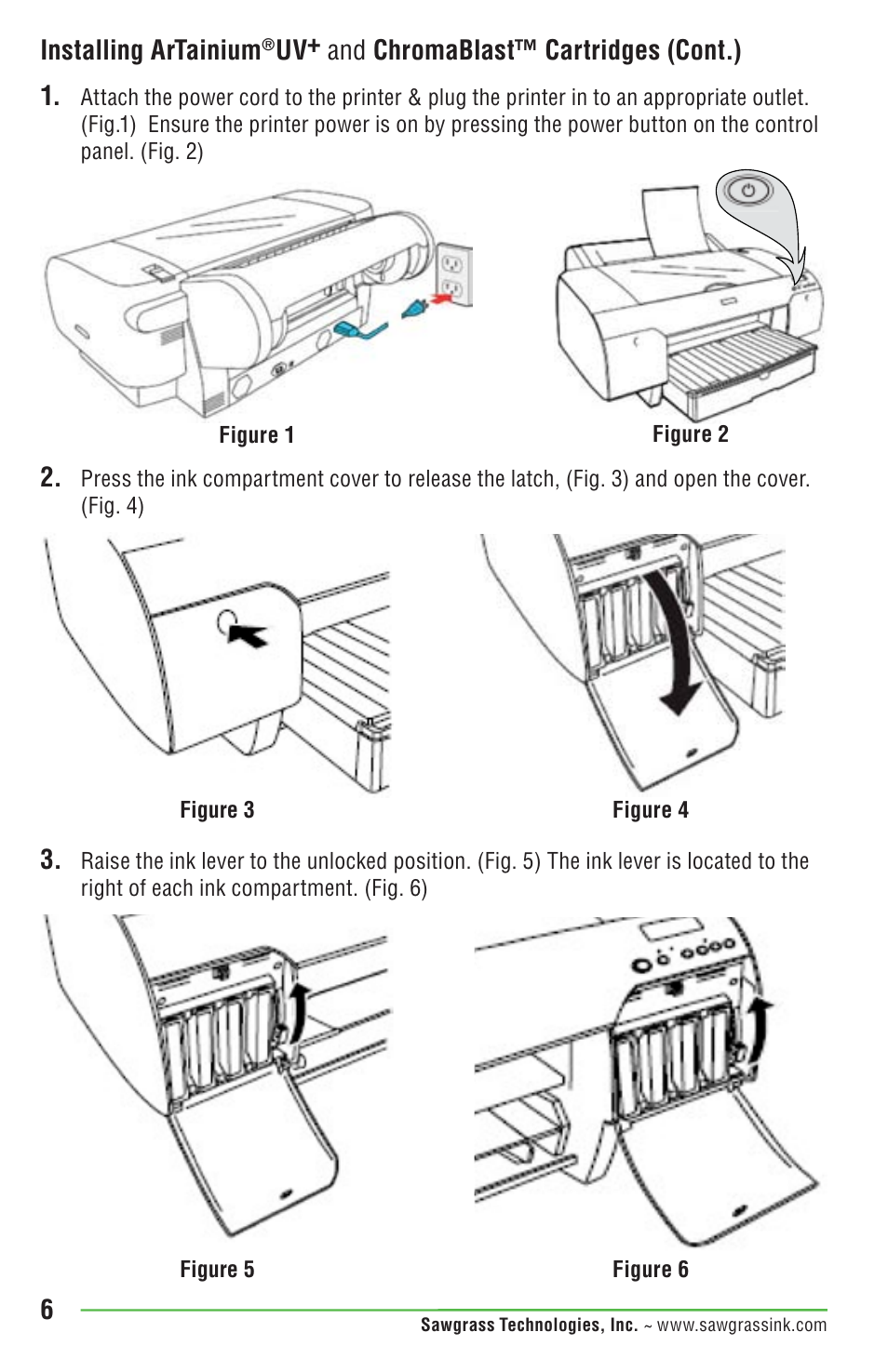 Installing artainium, Uv+ and chromablast™ cartridges (cont.) 1 | Epson DUALJET HYBRID SYSTEM PRO 4880 User Manual | Page 16 / 72