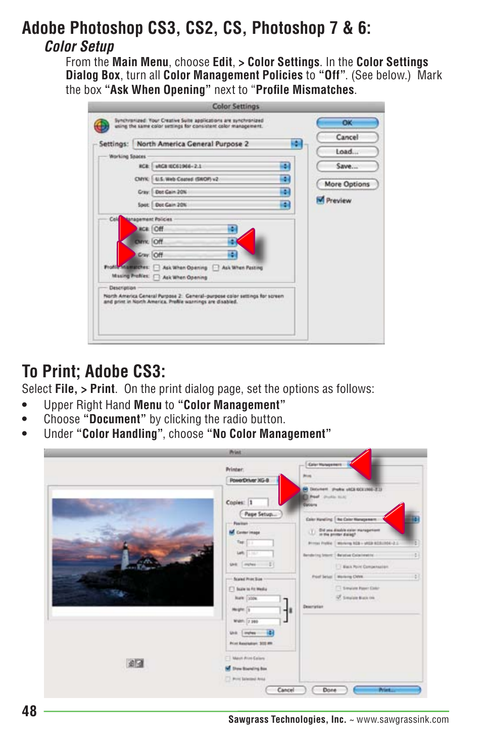 Adobe photoshop cs3, cs2, cs, photoshop 7 & 6 | Epson DUALJET HYBRID SYSTEM PRO 4880 User Manual | Page 58 / 72