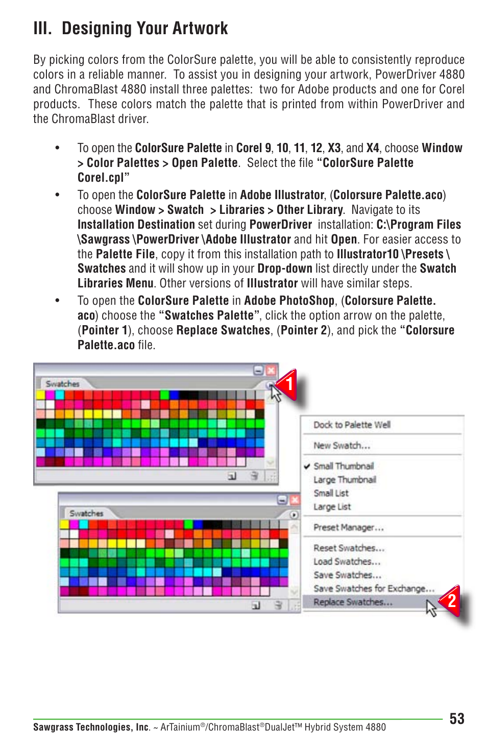 12 iii. designing your artwork | Epson DUALJET HYBRID SYSTEM PRO 4880 User Manual | Page 63 / 72