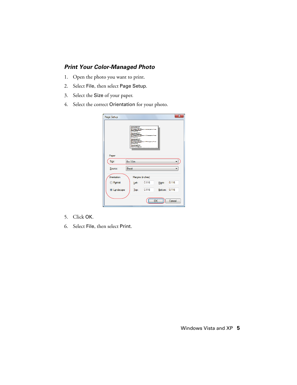 Print your color-managed photo | Epson Stylus Photo 1400 User Manual | Page 5 / 21
