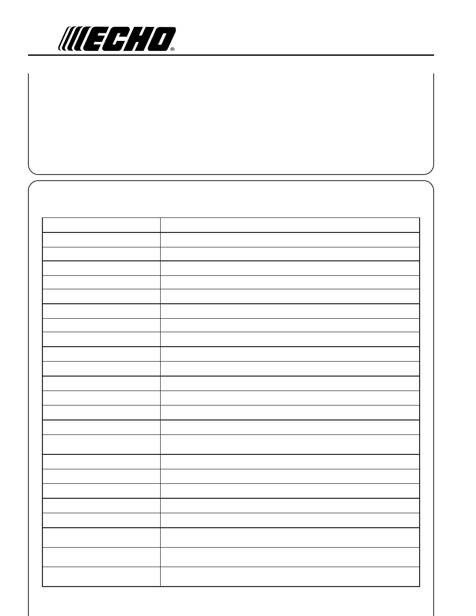 Ssembly specifications | Echo PB-403 User Manual | Page 8 / 23