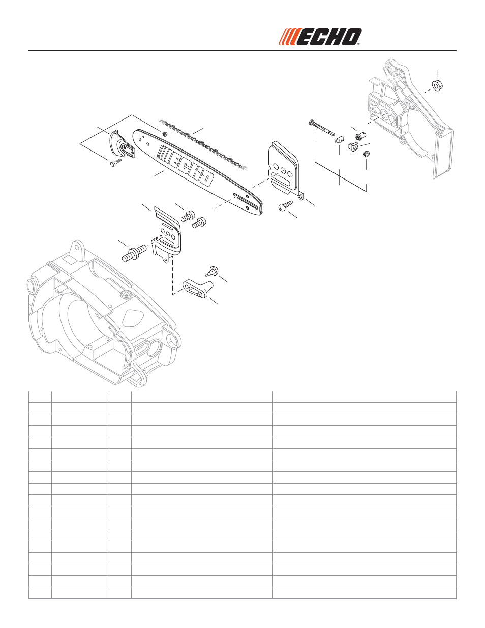 Chain, guide bar, chain tensioner, Cadena, guía de barra, tensor de la cadena, Cs-271t | Echo MOTOSIERRA CS-271T User Manual | Page 12 / 13