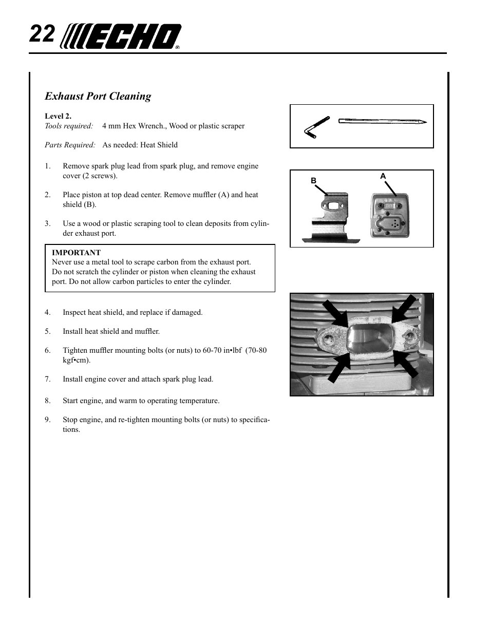 Exhaust port cleaning | Echo SHRED'N'VAC ES-255 User Manual | Page 22 / 32