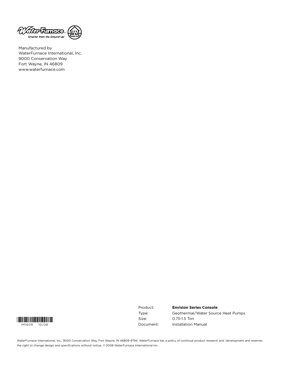 Envision Peripherals Water-Furnace IM1609 10 User Manual | Page 48 / 48