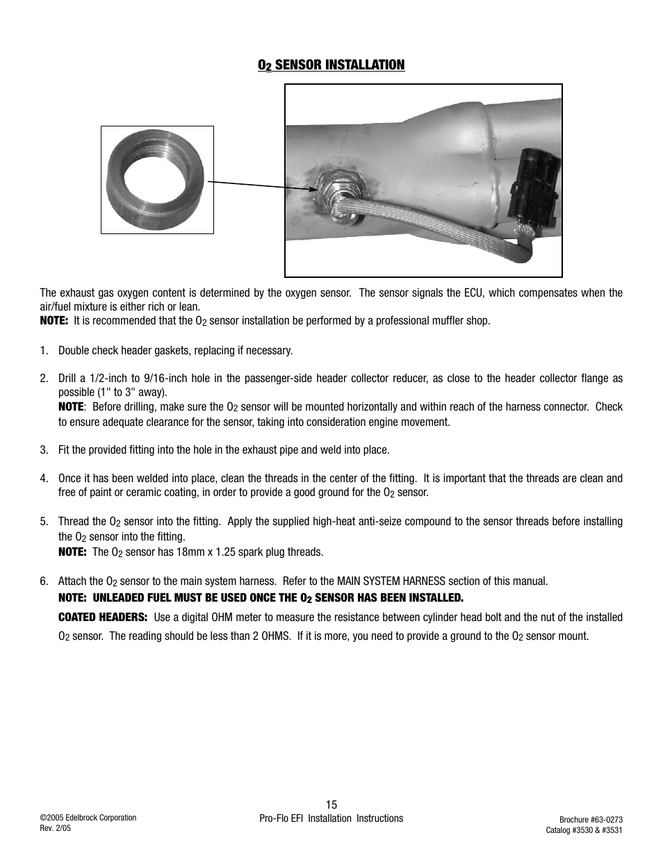 Sensor installation | Edelbrock 3530 User Manual | Page 15 / 33