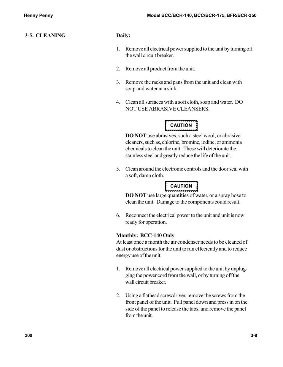 Henny Penny BCC/BCR-140 User Manual | Page 18 / 39